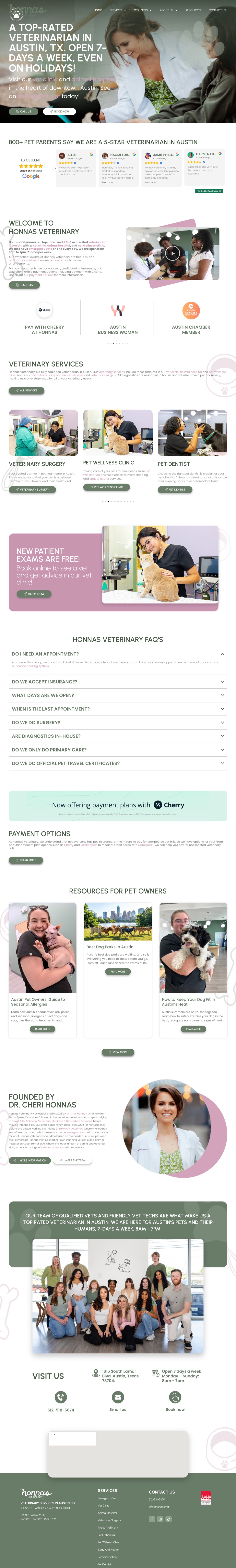 Honnas Veterinary full page screenshot